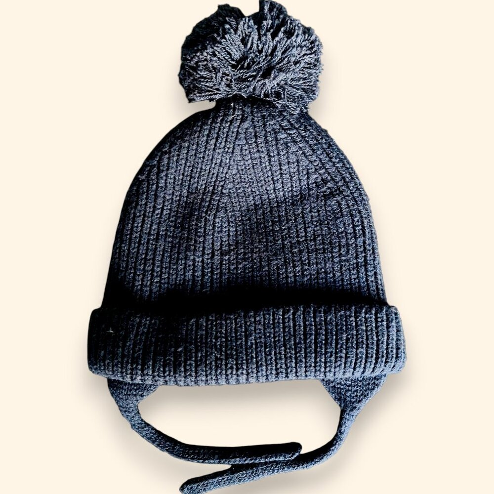 Zara Baby Knit Winter Hat | Pom Pom Beanie | Lined + Ear Straps | 36 cm